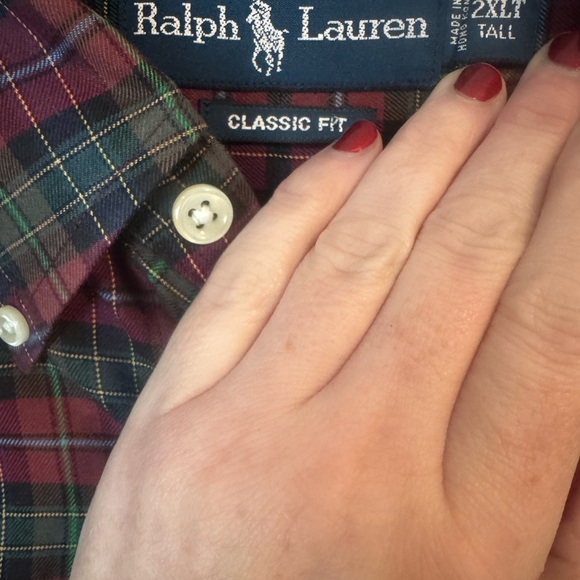 Ralph Lauren Men's Plaid Shirt - Red and Green - Picture 3 of 4